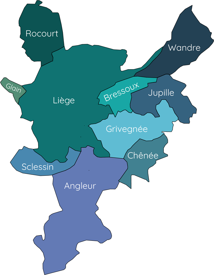 La carte de la ville de Liège